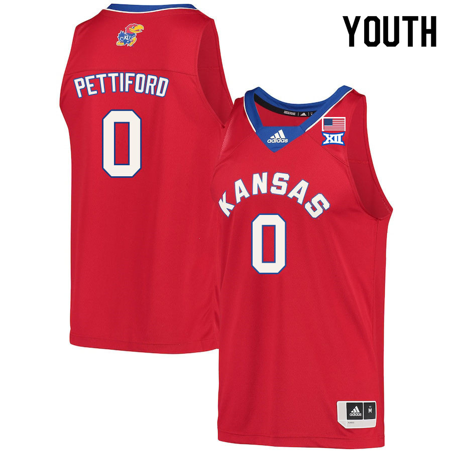 Youth #0 Bobby Pettiford Kansas Jayhawks College Basketball Jerseys Sale-Red - Click Image to Close